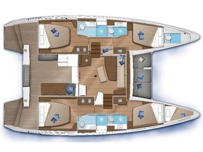 Floor plan of Stella, a Lagoon 42 catamaran at San Vincenzo, Italy