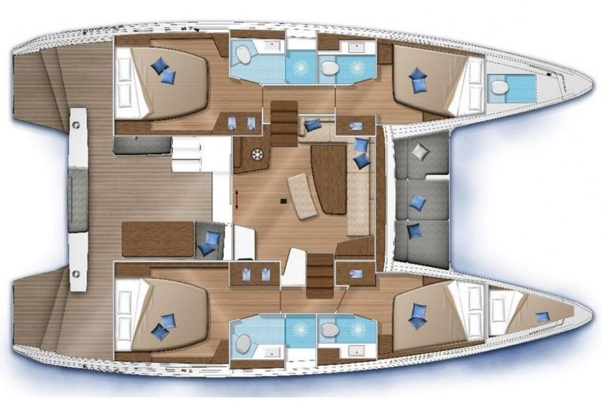 Floor plan of Stella, a Lagoon 42 catamaran at San Vincenzo, Italy