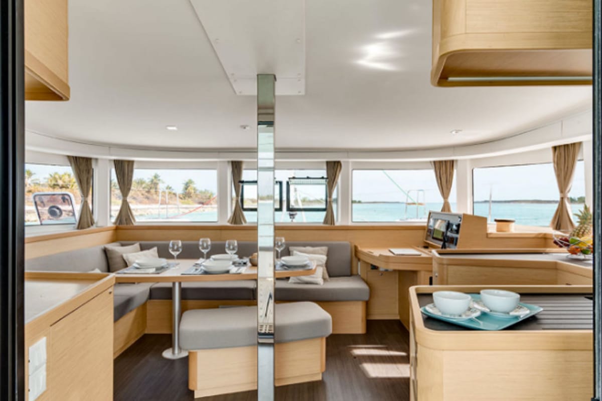 Salon of No Name: Forward Cabin #1 (Cabin Charter 2 pax) FULLY CREWED, ALL EXPENSES, a Lagoon 42 catamaran at Municipal Unit…