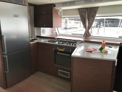 Galley of Dugongo II, a Lagoon 52 catamaran at Olbia, Italy