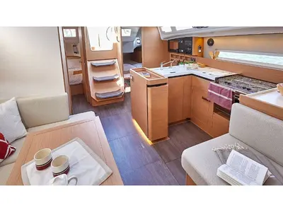 Galley of Sunsail 410 Premium, a Jeanneau Sun Odyssey 410 sailboat at Dubrovnik, Croatia