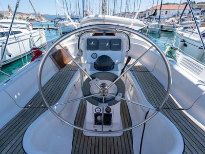 Cockpit of Lady Di, a Bavaria 36 Cruiser sailboat at Grad Trogir, Croatia