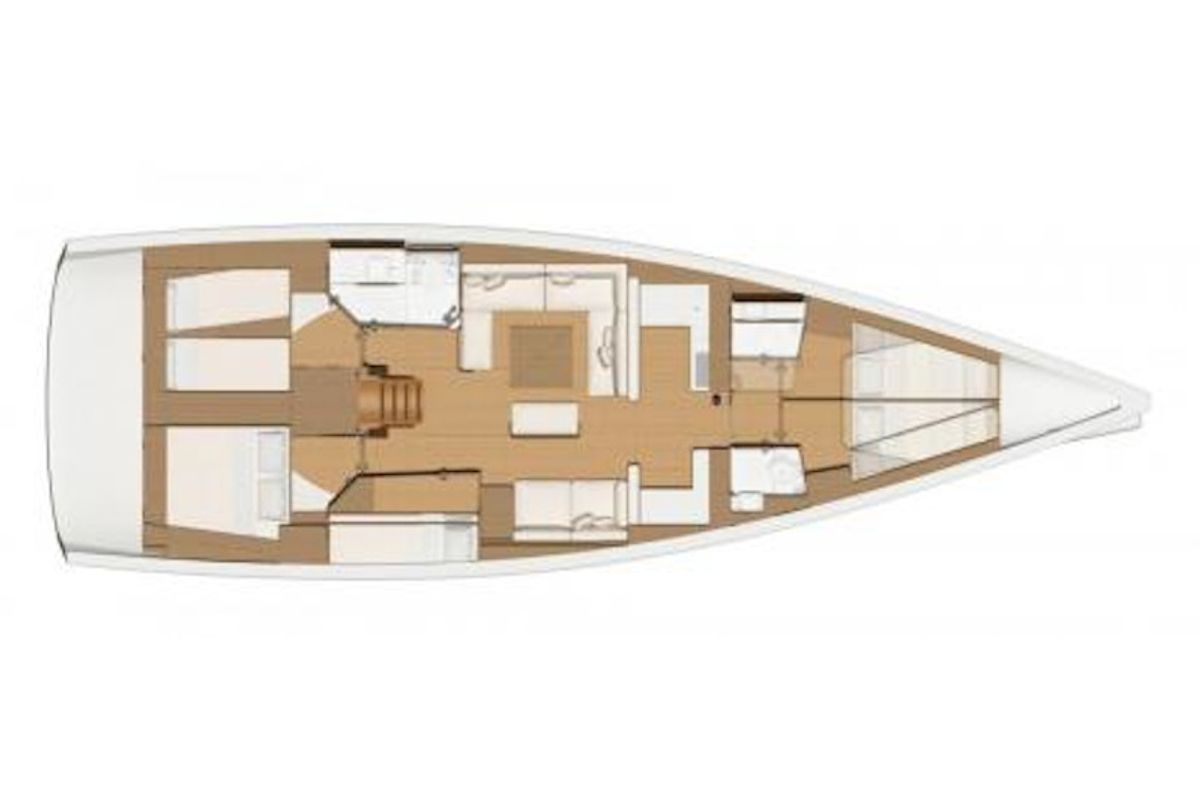 Floor plan of Warriors Tale, a Dufour 520 Grand Large sailboat at Kalkara, Malta
