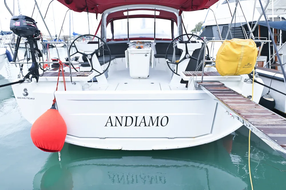 Exterior view of Andiamo, a Beneteau Oceanis 46.1 sailboat at Sami Municipal Unit, Greece