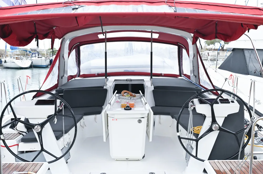 Cockpit of Andiamo, a Beneteau Oceanis 46.1 sailboat at Sami Municipal Unit, Greece