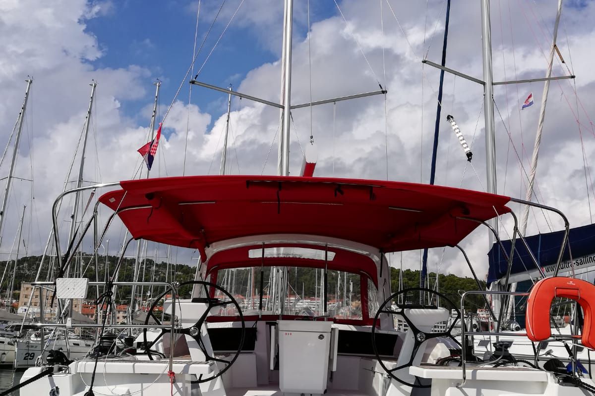 Deck of Andiamo, a Beneteau Oceanis 46.1 sailboat at Sami Municipal Unit, Greece