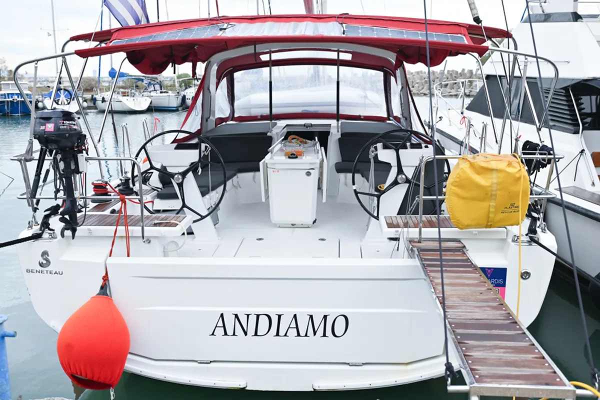 Exterior view of Andiamo, a Beneteau Oceanis 46.1 sailboat at Sami Municipal Unit, Greece