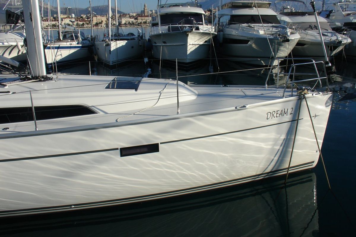 Exterior view of Dream 2, a Bavaria Cruiser 46 sailboat at Split, Croatia