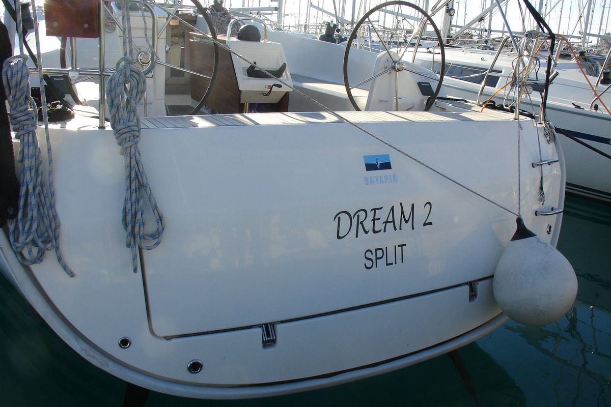 Exterior view of Dream 2, a Bavaria Cruiser 46 sailboat at Split, Croatia