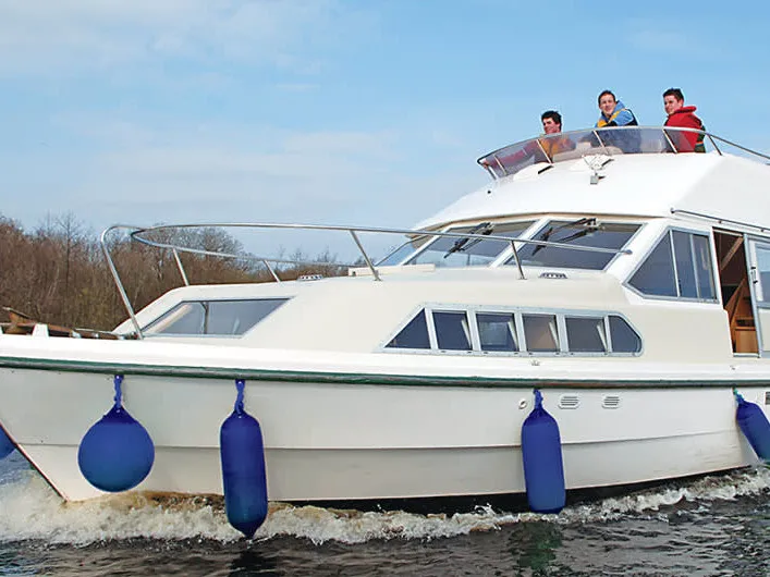 Exterior view of Shannon Star, a Cygnet Shannon Star motorboat at Carrick-on-Shannon, Ireland