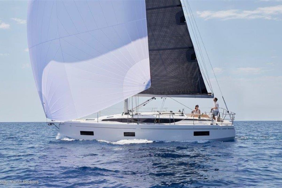 Exterior view of Sunny Day, a Bavaria C38 sailboat at Punat, Croatia