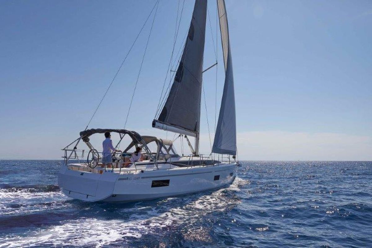 Exterior view of Sunny Day, a Bavaria C38 sailboat at Punat, Croatia