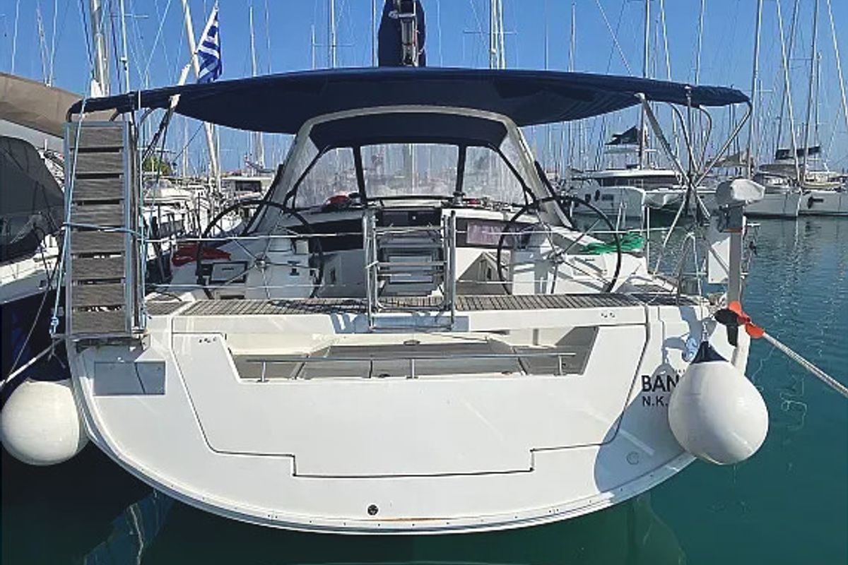 Exterior view of Bandol, a Beneteau Oceanis 48 sailboat at Municipality of Kalamata, Greece