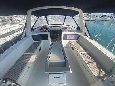 Cockpit of Bandol, a Beneteau Oceanis 48 sailboat at Municipality of Kalamata, Greece