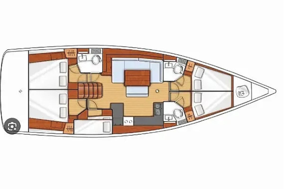 Floor plan of Bandol, a Beneteau Oceanis 48 sailboat at Municipality of Kalamata, Greece