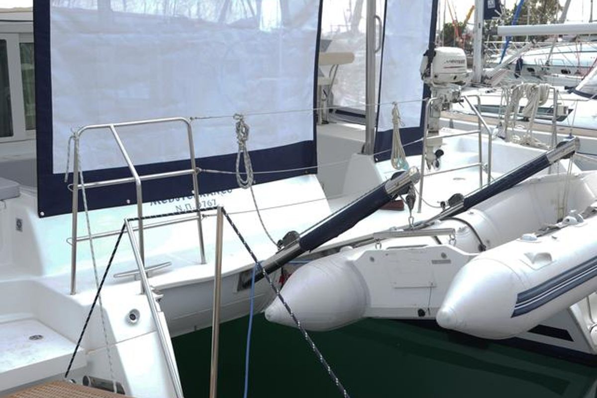 Deck of Amelia, a Lagoon 420 catamaran at Volos Municipality, Greece