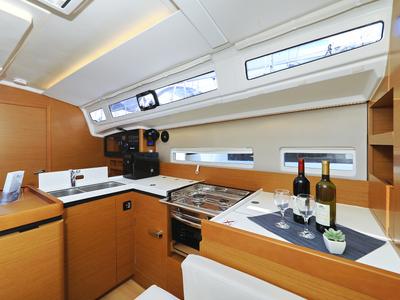 Galley of Diona, a Jeanneau Sun Odyssey 410 sailboat at Grad Biograd na Moru, Croatia
