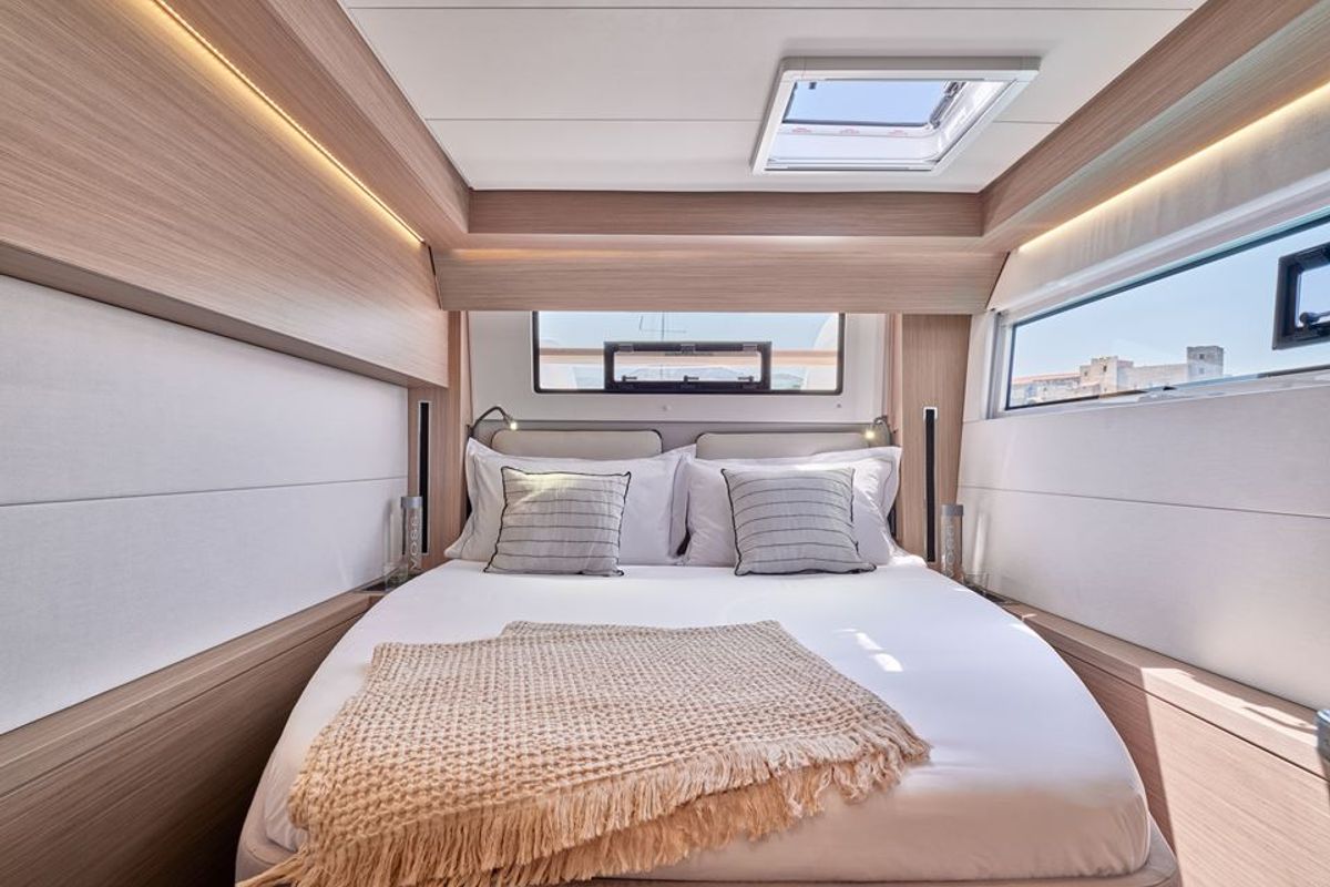 Cabin on Nevera, a Lagoon 51 catamaran at Seget Donji, Croatia