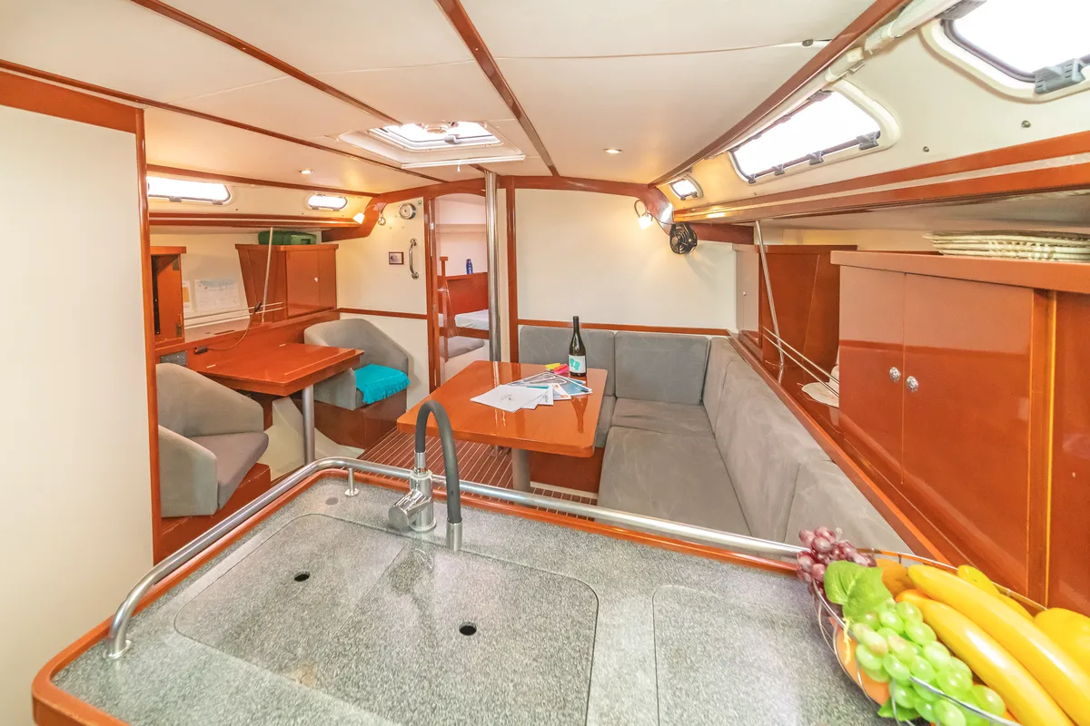Galley of Flyer of Lorne, a Hanse Yachts Hanse 400 sailboat at Kos, Greece