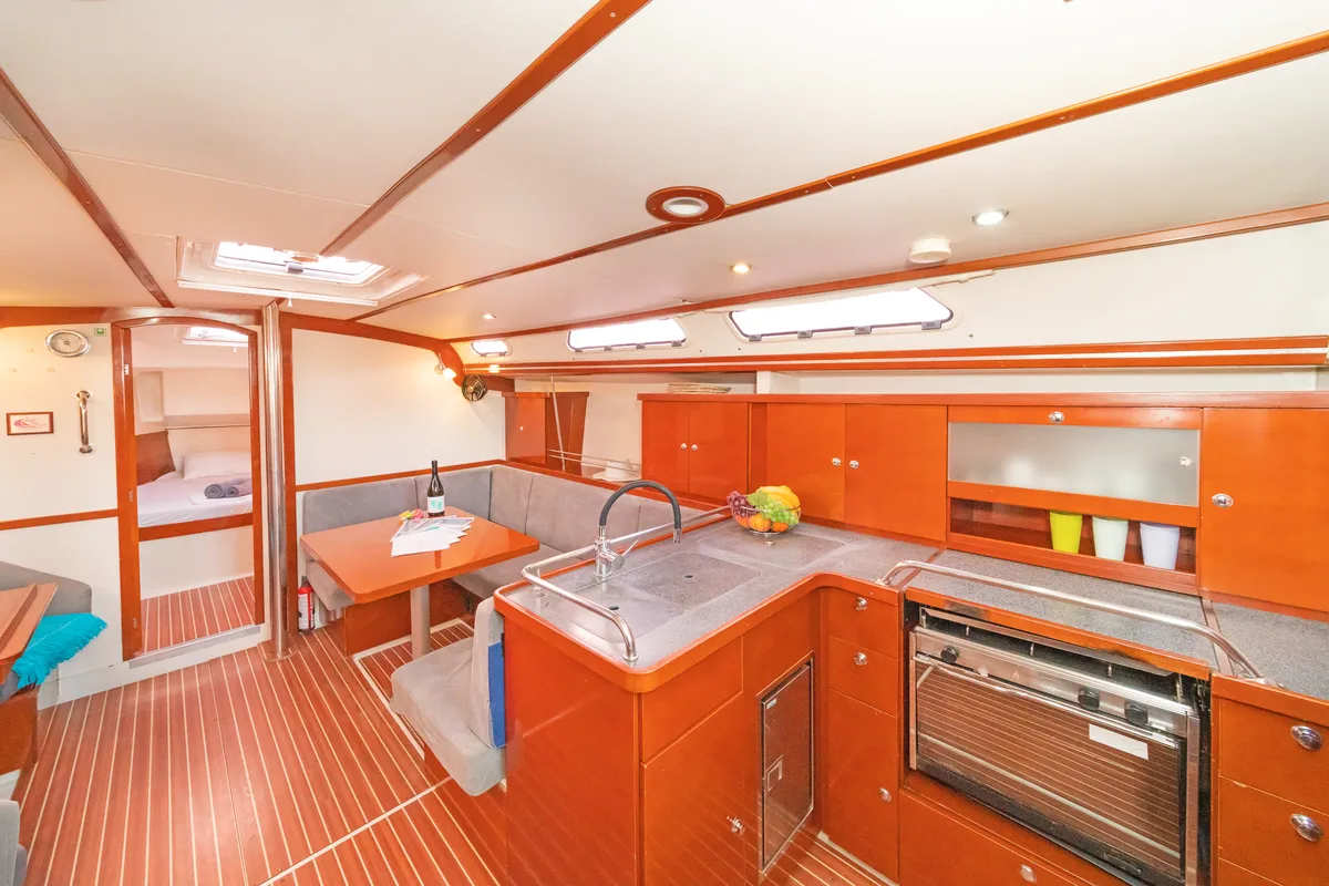 Cabin on Flyer of Lorne, a Hanse Yachts Hanse 400 sailboat at Kos, Greece