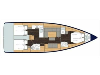 Floor plan of AF-C4523(II), a Bavaria C45 sailboat at Athens, Greece