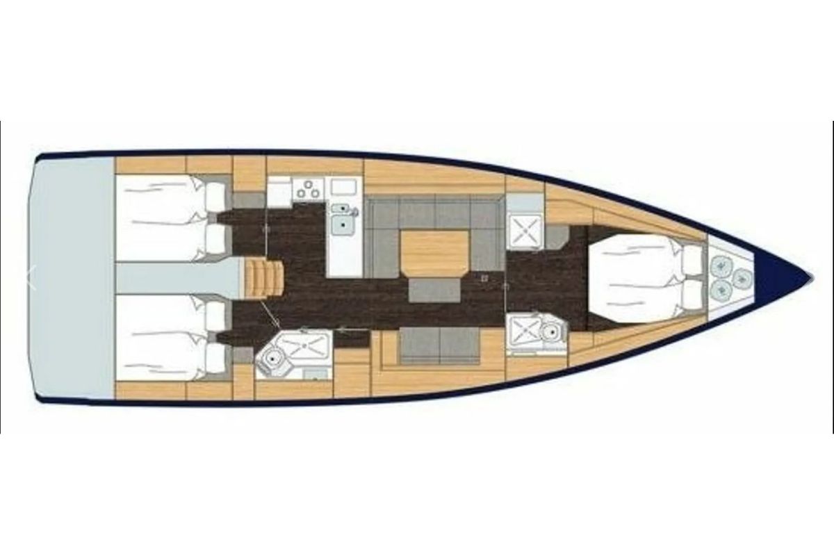 Floor plan of AF-C4523(II), a Bavaria C45 sailboat at Athens, Greece