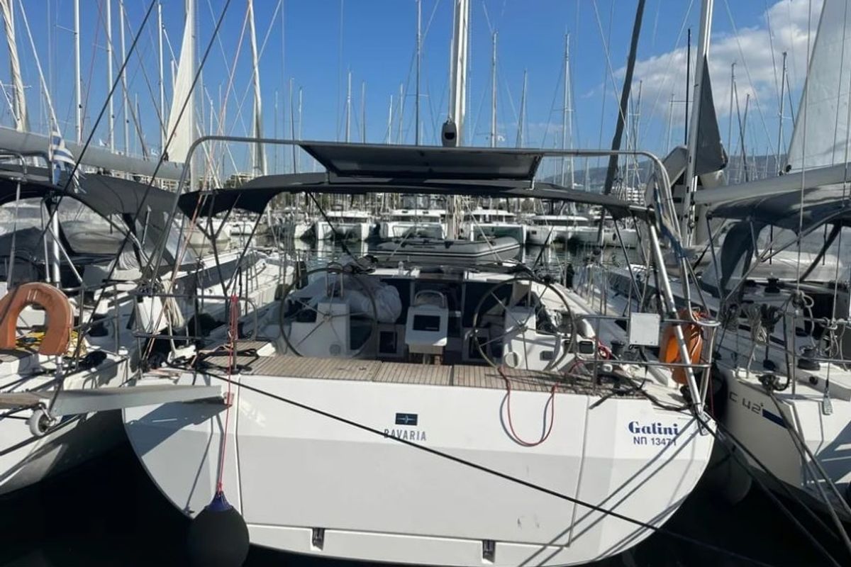 Exterior view of AF-C4523(II), a Bavaria C45 sailboat at Athens, Greece