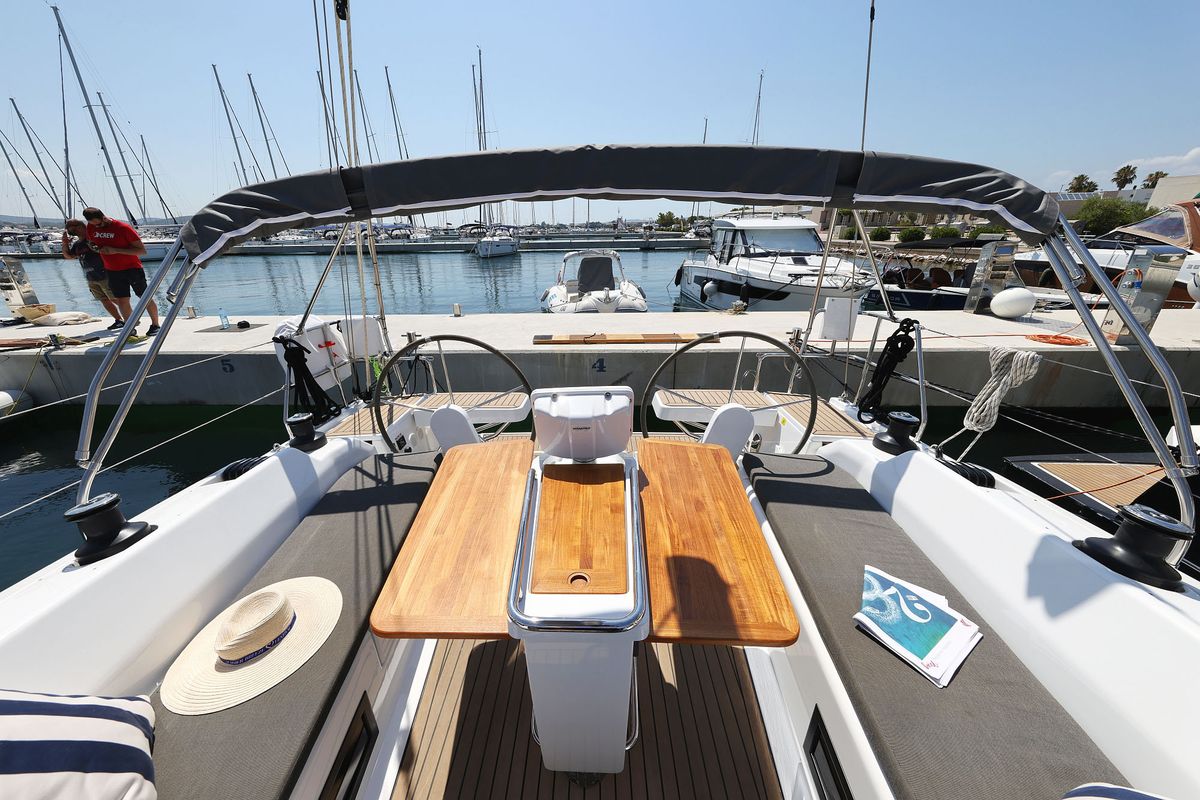 Cockpit of Quintessence, a Hanse Yachts Hanse 418 sailboat at Općina Sukošan, Croatia