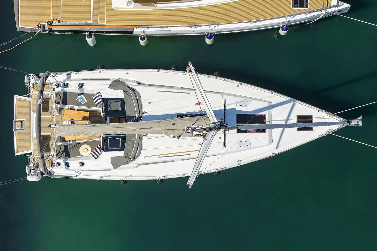 Exterior view of Quintessence, a Hanse Yachts Hanse 418 sailboat at Općina Sukošan, Croatia