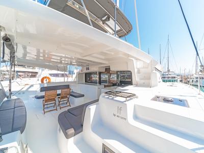 Deck of If, a Lagoon 46 catamaran at Gouvia, Greece