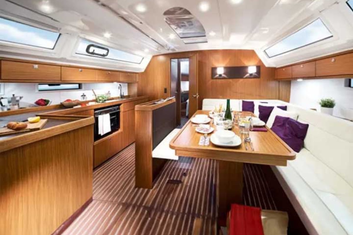 Galley of Chryseli, a Bavaria C46 sailboat at Municipal Unit of Lefkada, Greece