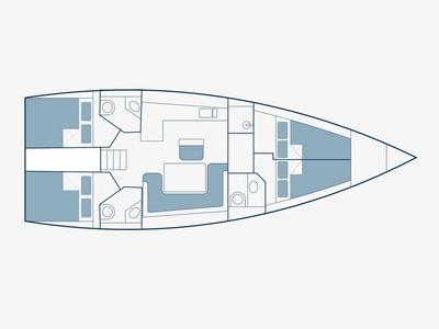 Floor plan of Chryseli, a Bavaria C46 sailboat at Municipal Unit of Lefkada, Greece
