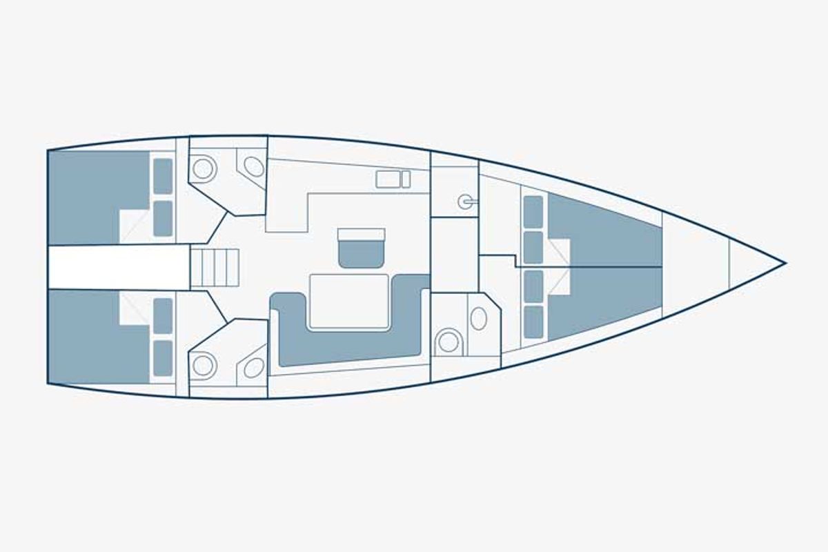 Floor plan of Chryseli, a Bavaria C46 sailboat at Municipal Unit of Lefkada, Greece