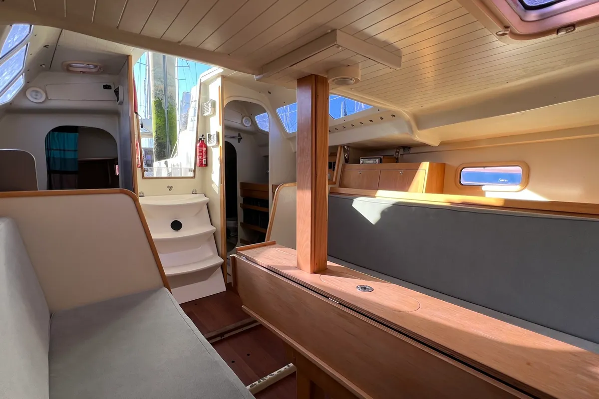Salon of Little Wing, a RM Yachts RM 890 sailboat at Port Navalo, France