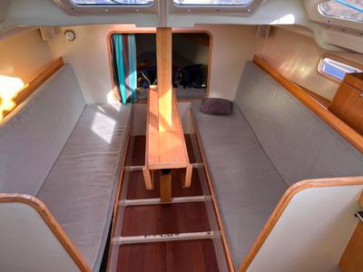 Salon of Little Wing, a RM Yachts RM 890 sailboat at Port Navalo, France
