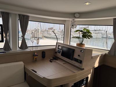 Cockpit of Bellatrix, a Lagoon 42 catamaran at Athens, Greece