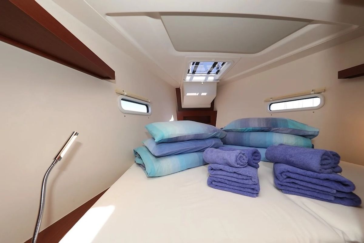 Cabin on Chablis, a Hanse Yachts Hanse 388 sailboat at Seget Donji, Croatia