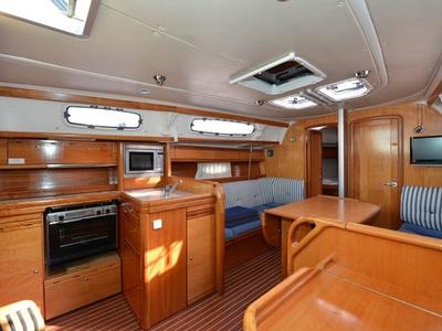 Galley of Enigma, a Bavaria 38 Cruiser sailboat at Grad Biograd na Moru, Croatia