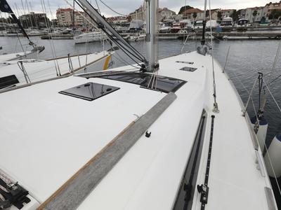 Deck of Mona, a Dufour 412 GL sailboat at Grad Biograd na Moru, Croatia