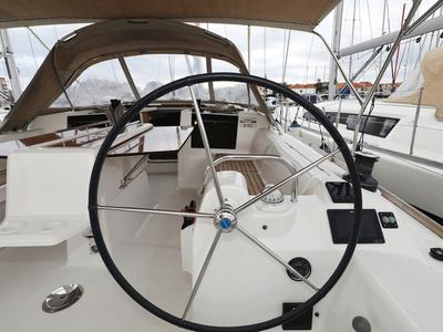 Cockpit of Mona, a Dufour 412 GL sailboat at Grad Biograd na Moru, Croatia