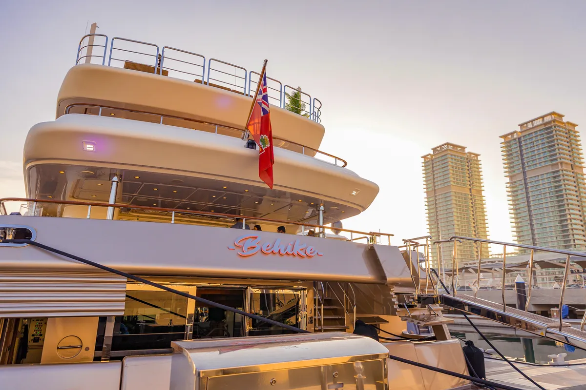 Behike, a Luxury Luxury Motor Yacht yacht at Dubai Harbour, United Arab Emirates