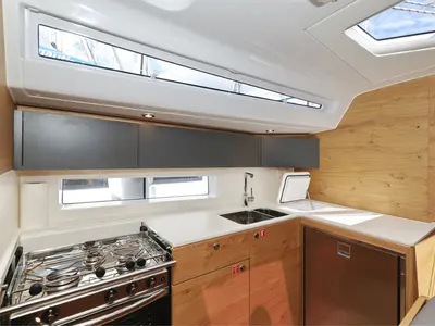 Galley of Furija, a Elan Impression 45 sailboat at Grad Biograd na Moru, Croatia
