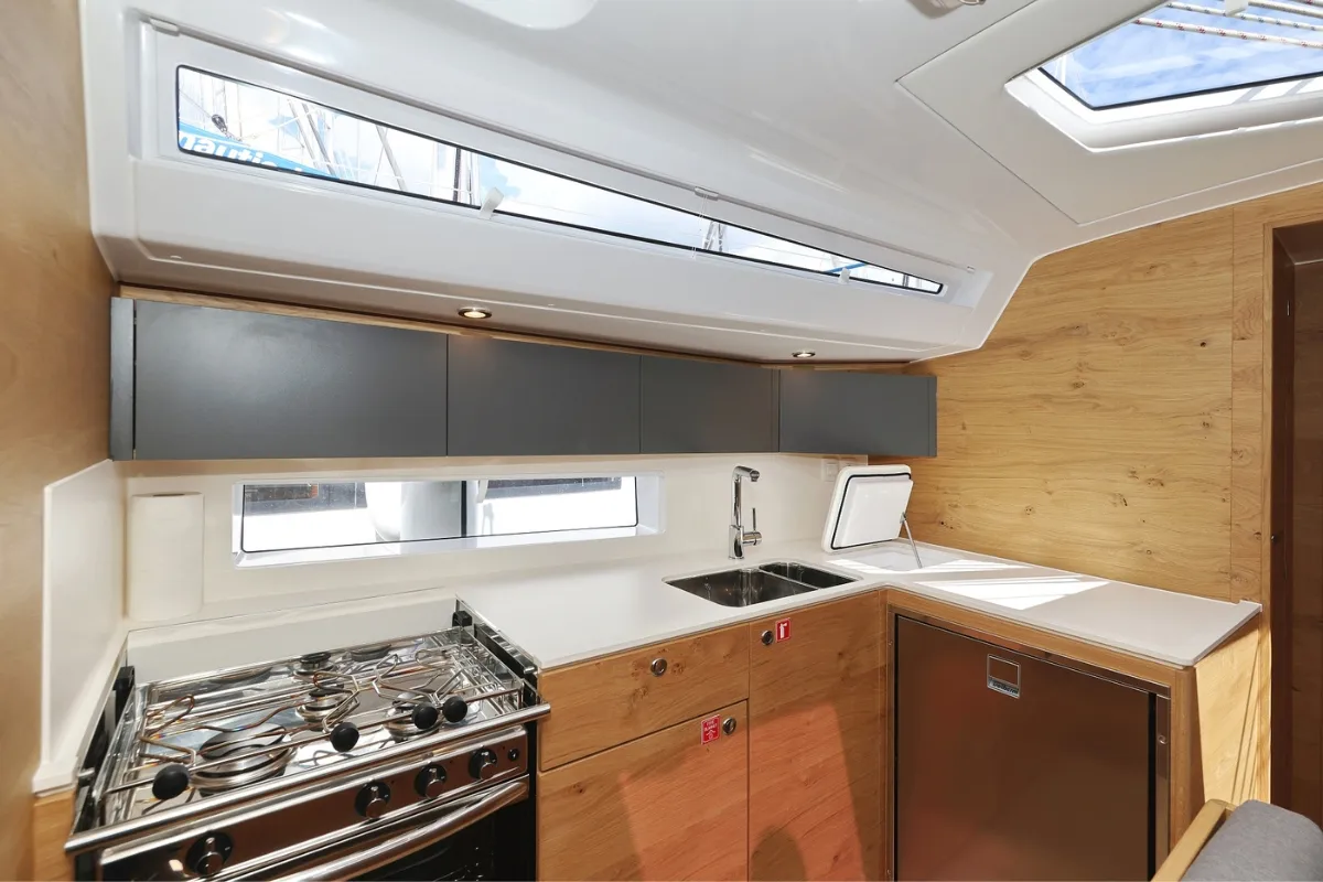Galley of Furija, a Elan Impression 45 sailboat at Grad Biograd na Moru, Croatia