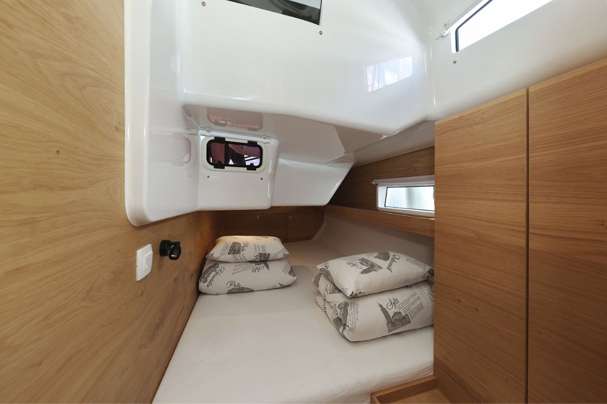 Cabin on Furija, a Elan Impression 45 sailboat at Grad Biograd na Moru, Croatia