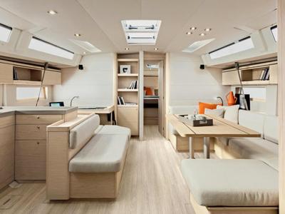 Salon of Bluescape II, a Beneteau Oceanis 51.1 sailboat at Lavreotiki Municipal Unit, Greece