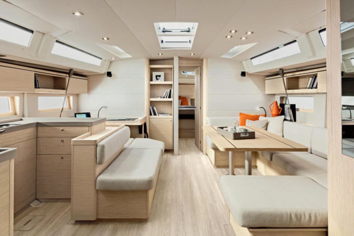 Salon of Bluescape II, a Beneteau Oceanis 51.1 sailboat at Lavreotiki Municipal Unit, Greece