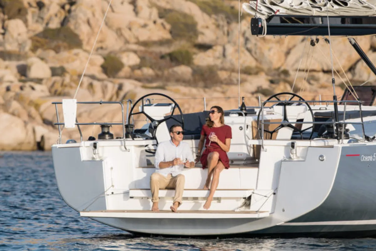 Exterior view of Bluescape II, a Beneteau Oceanis 51.1 sailboat at Lavreotiki Municipal Unit, Greece
