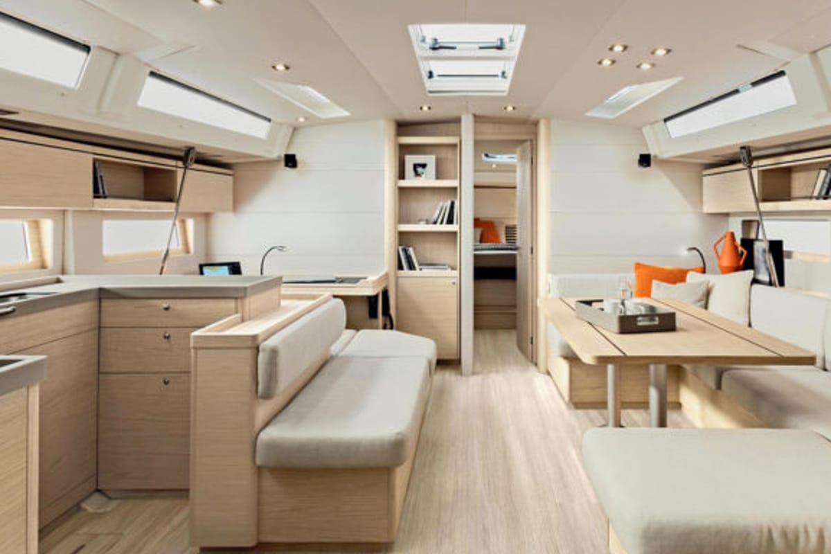 Salon of Bluescape II, a Beneteau Oceanis 51.1 sailboat at Lavreotiki Municipal Unit, Greece