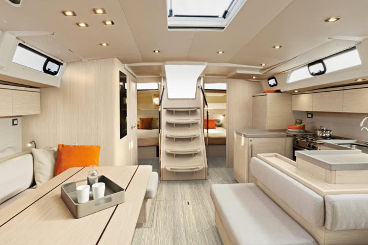 Salon of Bluescape II, a Beneteau Oceanis 51.1 sailboat at Lavreotiki Municipal Unit, Greece