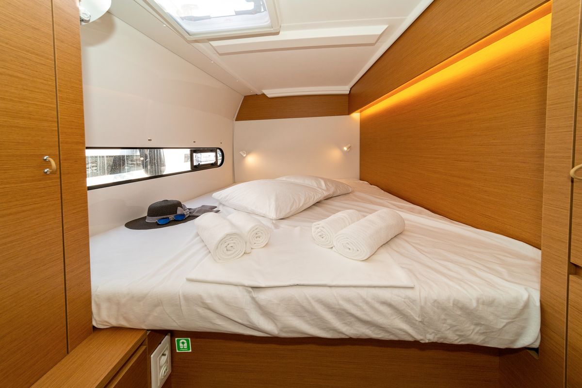 Cabin on First Glimpse, a Excess 11 catamaran at Skradin, Croatia